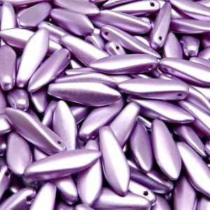 30pcs Czech Pressed Glass Dagger Beads 5x16mm Alabaster Pastel Lilac