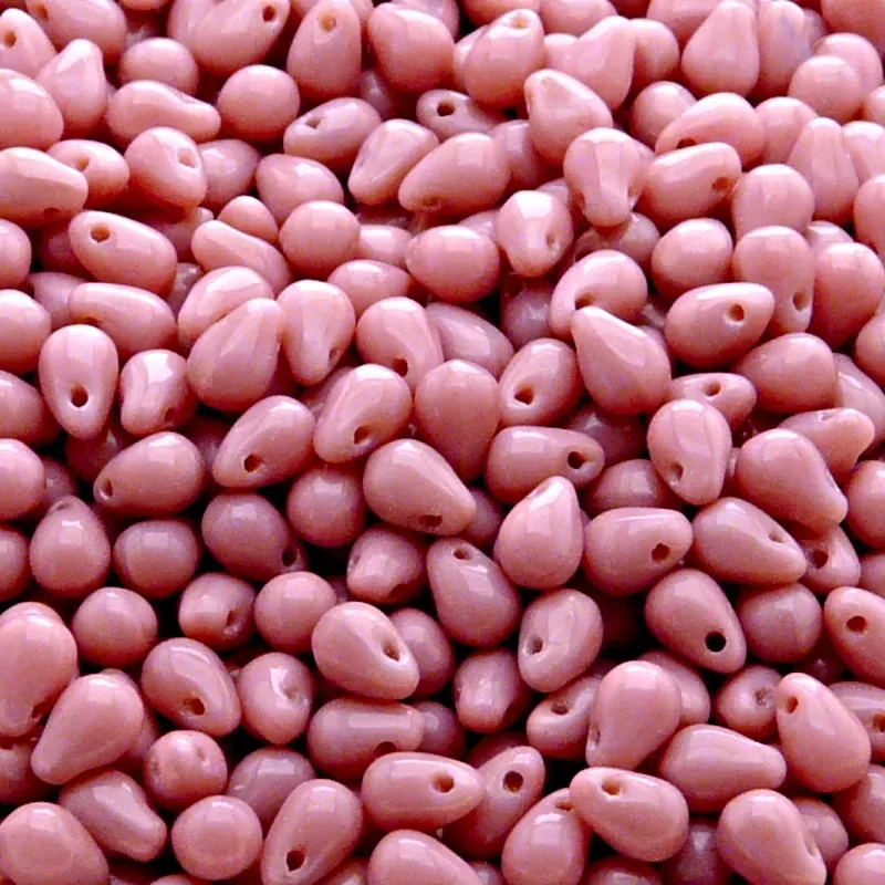 50pcs Czech Pressed Glass Teardrop Beads 4x6mm Opaque Pink