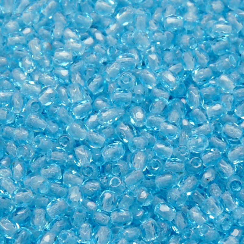100pcs Czech Fire Polished Faceted Glass Beads Round 3mm Light Aquamarine
