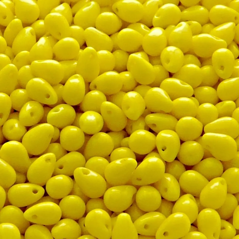 50pcs Czech Pressed Glass Teardrop Beads 4x6mm Opaque Yellow