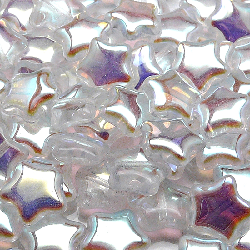 25pcs Czech Pressed Glass Star Beads 12mm Crystal AB