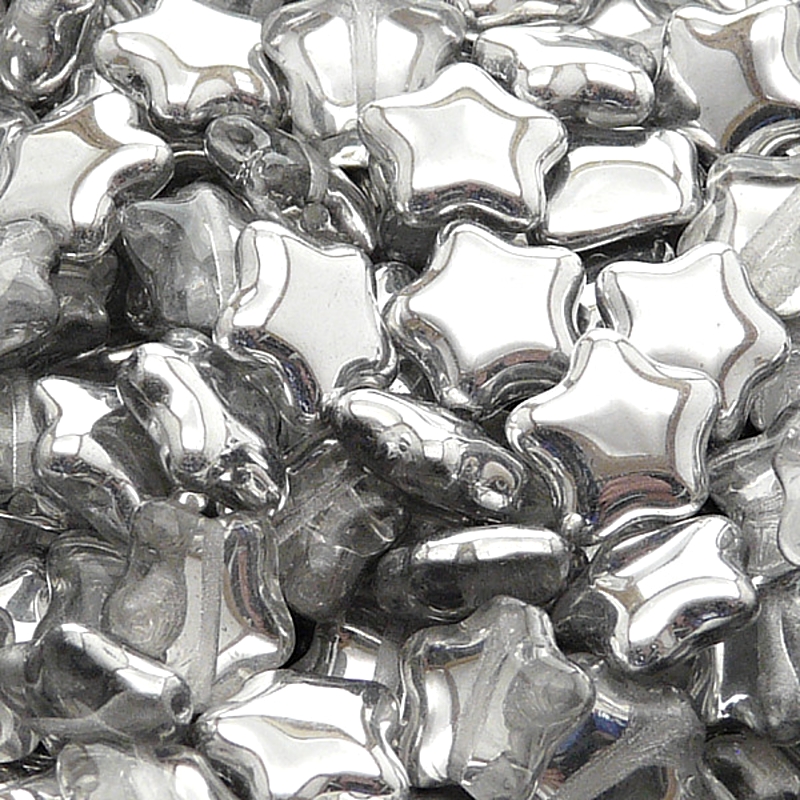 25pcs Czech Pressed Glass Star Beads 12mm Crystal Labrador (Aluminium)