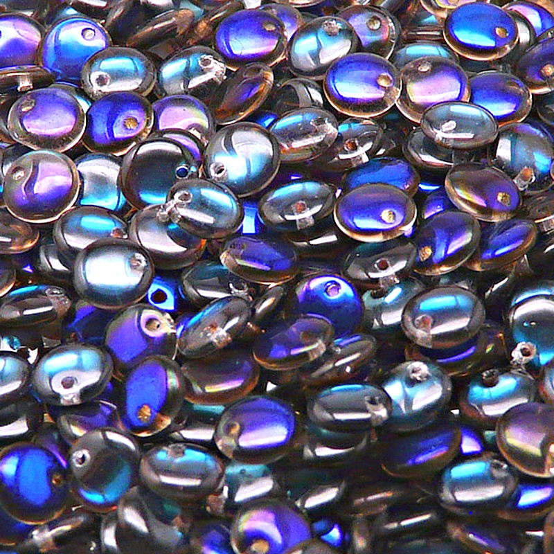 50pcs Czech Pressed Glass Lentil Beads 6mm Crystal Azuro