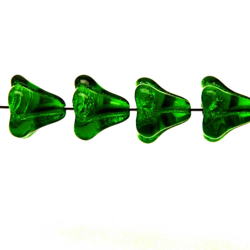 10pcs Czech Pressed Glass Bell Flowers Beads 11x13mm Chrysolite