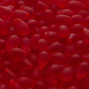 30pcs Czech Pressed Glass Teardrop Beads 6x9mm Ruby Matte