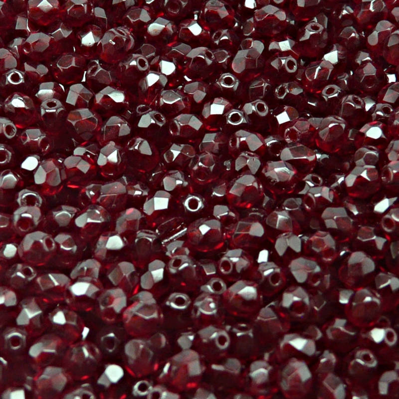 100pcs Czech Fire Polished Faceted Glass Beads Round 4mm Garnet