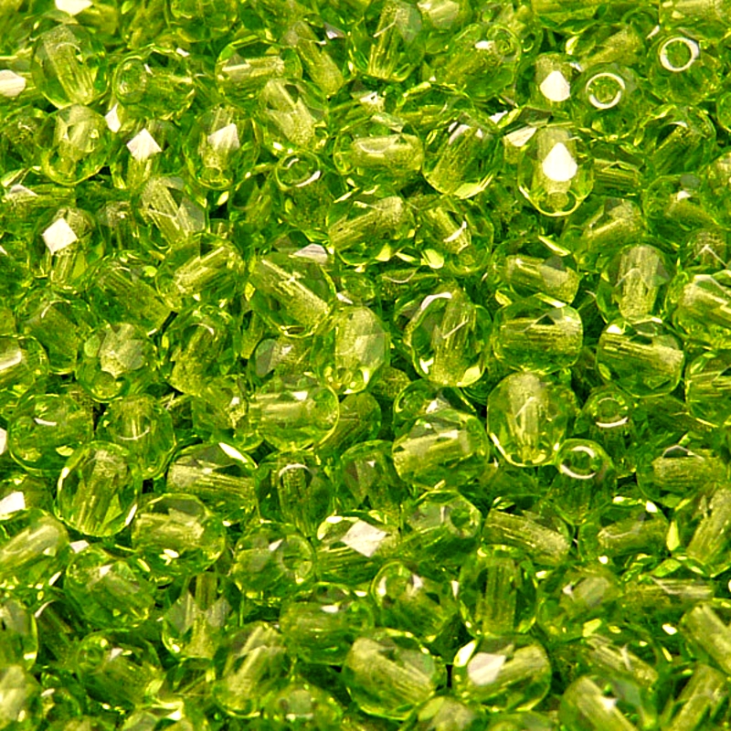 80pcs Czech Fire Polished Faceted Glass Beads Round 5mm Olivine