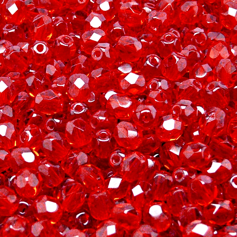 80pcs Czech Fire Polished Faceted Glass Beads Round 5mm Ruby