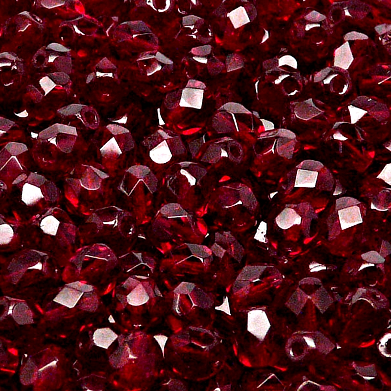 50pcs Czech Fire Polished Faceted Glass Beads Round 6mm Garnet
