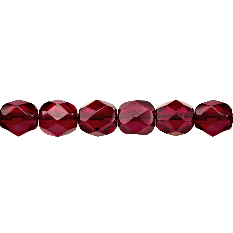 50pcs Czech Fire Polished Faceted Glass Beads Round 6mm Garnet