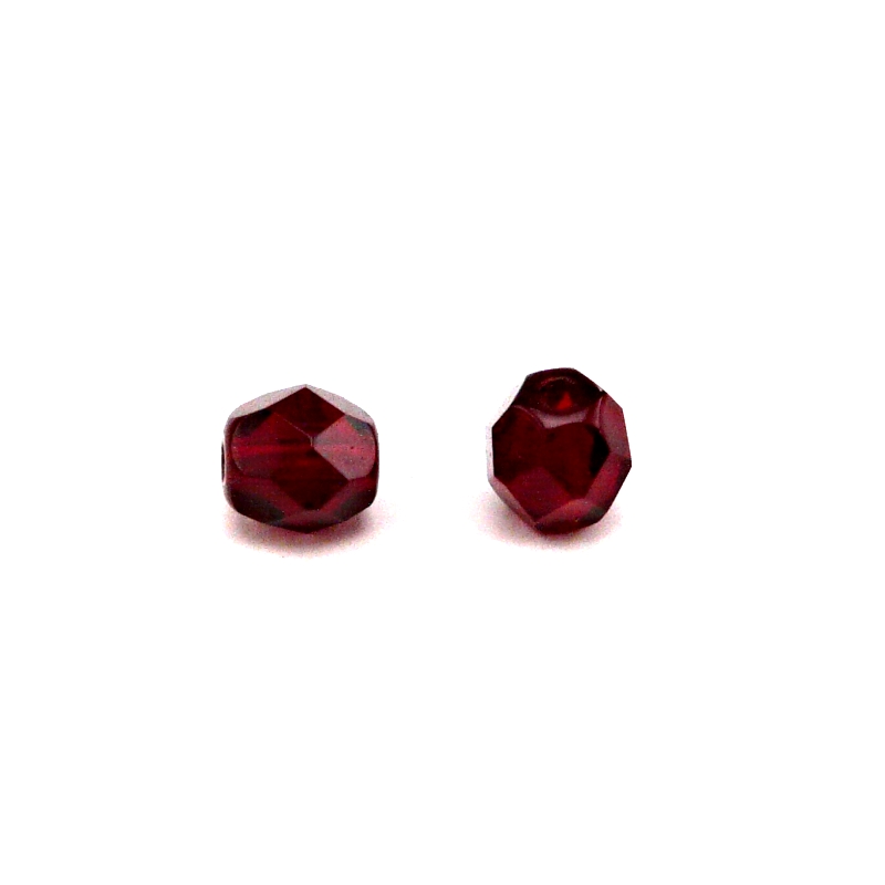 50pcs Czech Fire Polished Faceted Glass Beads Round 6mm Garnet
