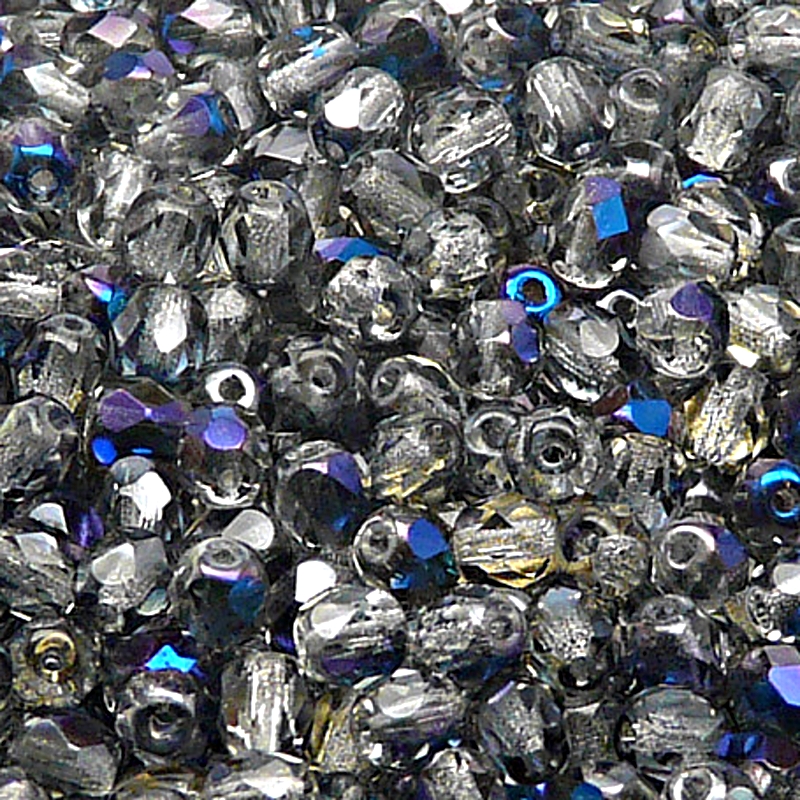 80pcs Czech Fire Polished Faceted Glass Beads Round 5mm Crystal Blue Flare