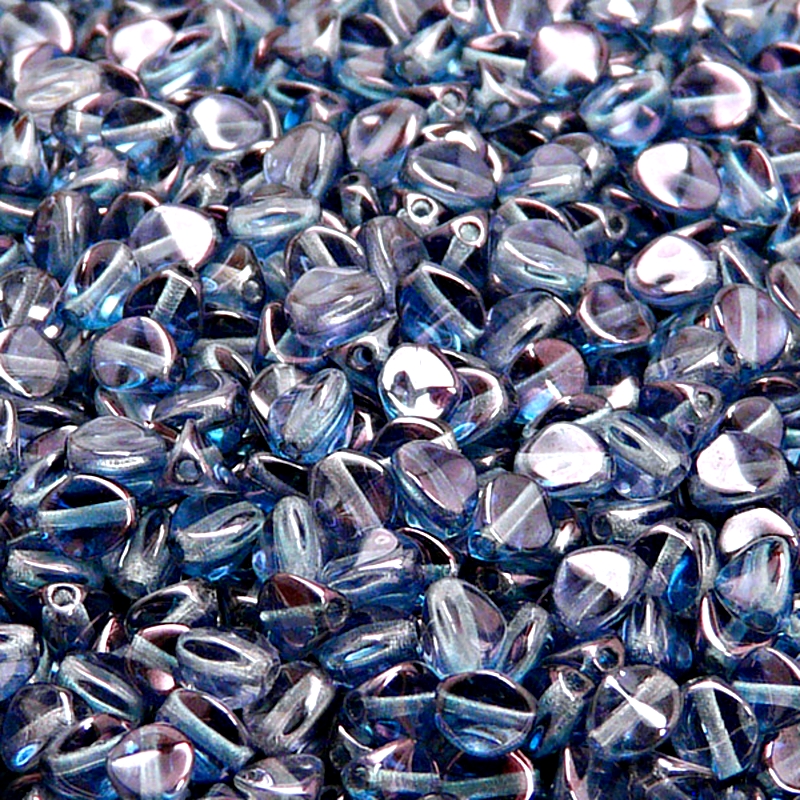 100pcs Czech Pressed Glass Pinch Beads 5mm Crystal Blue Luster