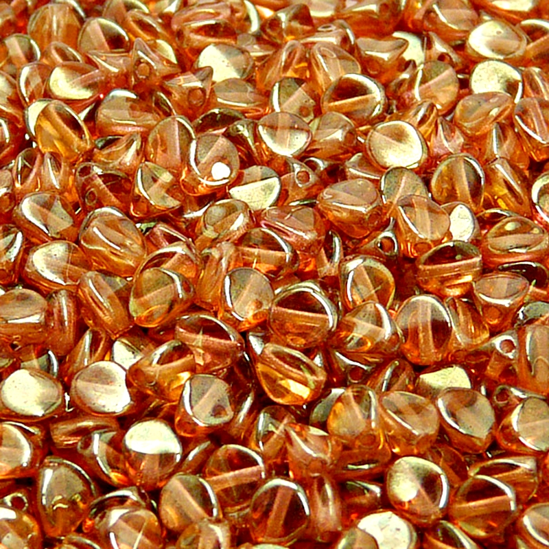 100pcs Czech Pressed Glass Pinch Beads 5mm Crystal Red Luster