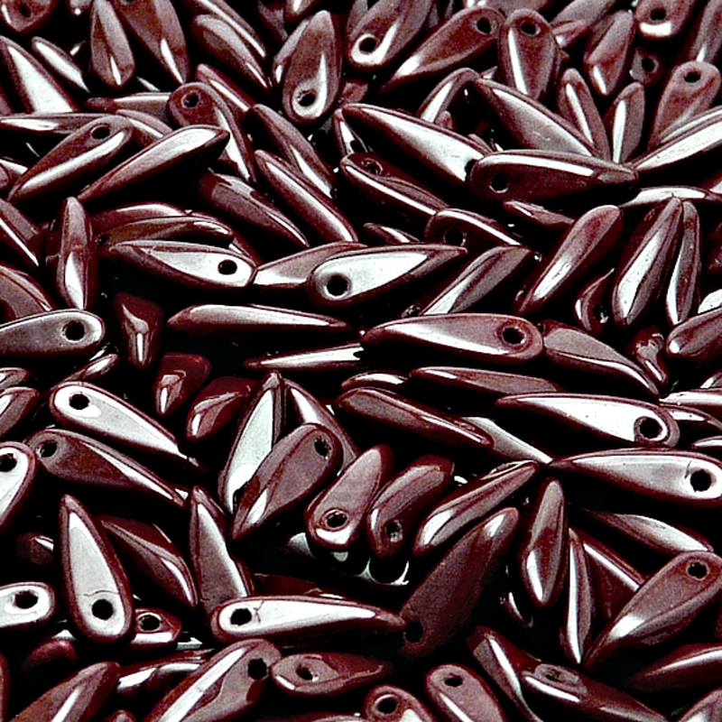 50pcs Czech Pressed Glass Dagger Beads 3x11mm Opaque Dark Brown