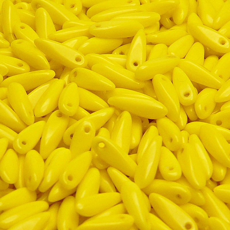 50pcs Czech Pressed Glass Dagger Beads 3x11mm Opaque Yellow