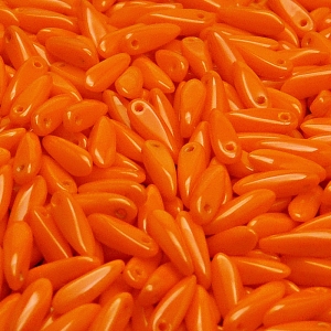 50pcs Czech Pressed Glass Dagger Beads 3x11mm Opaque Orange