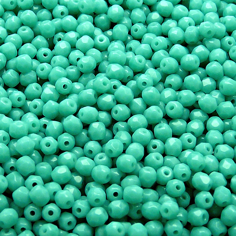 100pcs Czech Fire Polished Faceted Glass Beads Round 3mm Opaque Turquoise Green