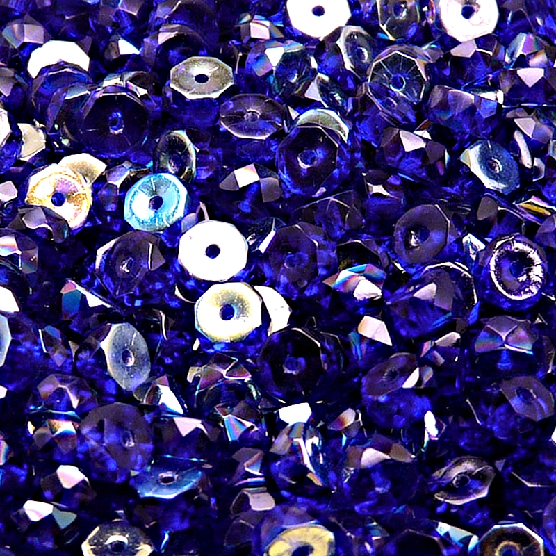 50pcs Czech Fire Polished Faceted Glass Rondelle Beads 6x3mm Sapphire AB