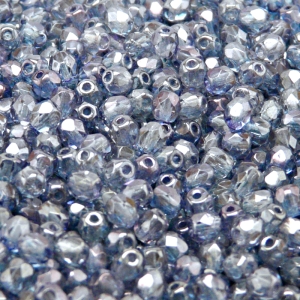100pcs Czech Fire Polished Faceted Glass Beads Round 4mm Crystal Blue Luster