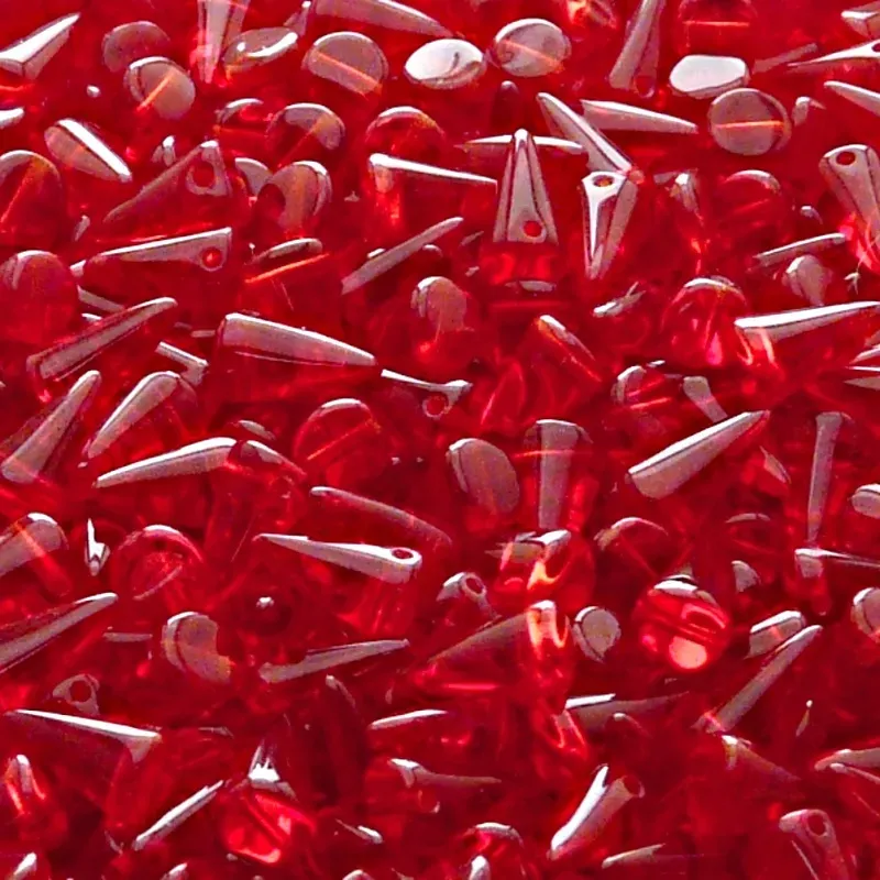 50pcs Czech Pressed Glass Spike Beads 5x8mm Ruby