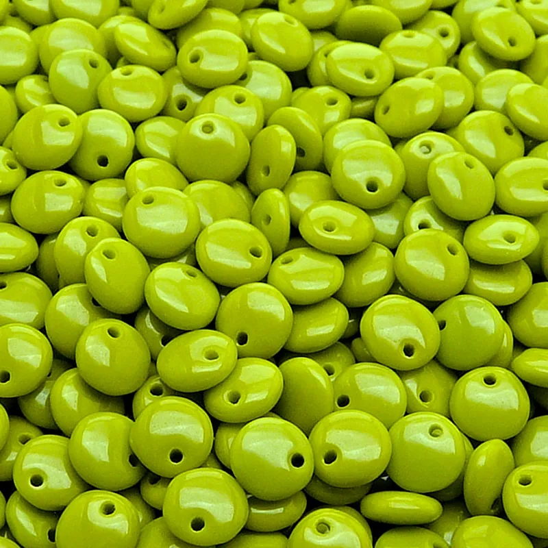 50pcs Czech Pressed Glass Lentil Beads 6mm Opaque Olivine