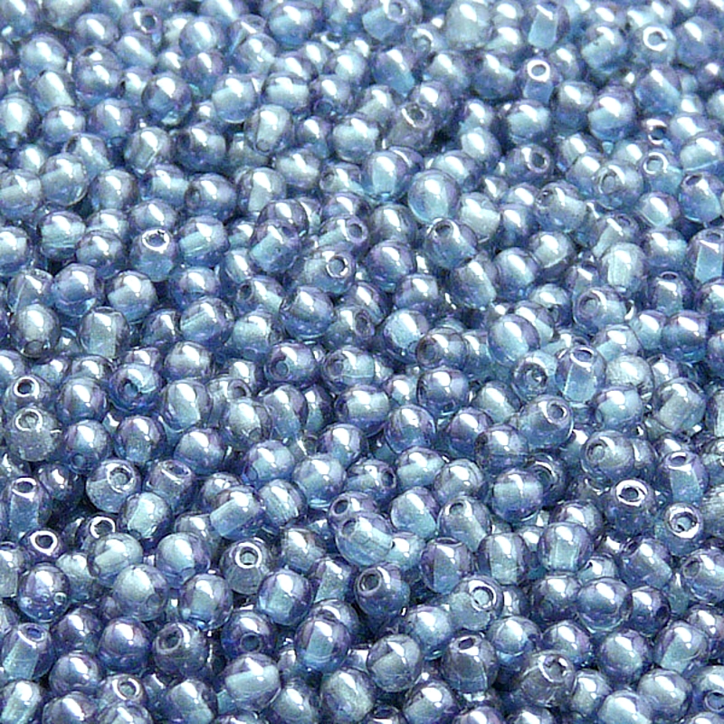 200pcs Czech Pressed Glass Round Beads 3mm Crystal Blue Luster