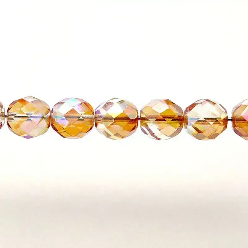10pcs Czech Fire Polished Faceted Glass Beads Round 10mm Crystal Orange Rainbow