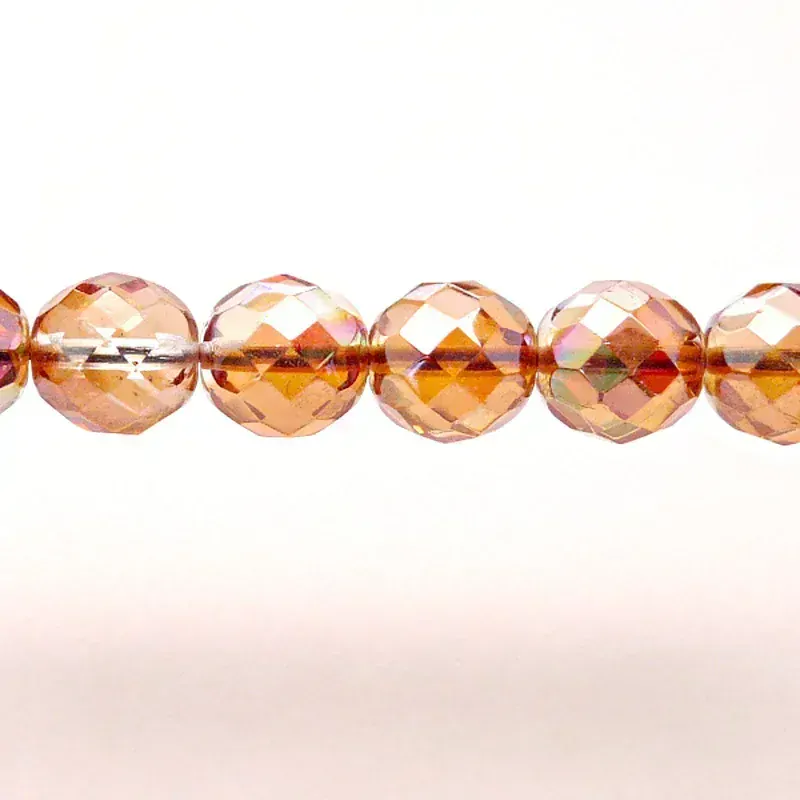 8pcs Czech Fire Polished Faceted Glass Beads Round 12mm Crystal Orange Rainbow