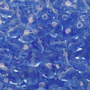 25pcs Czech Fire Polished Faceted Glass Beads Round 8mm Light Sapphire
