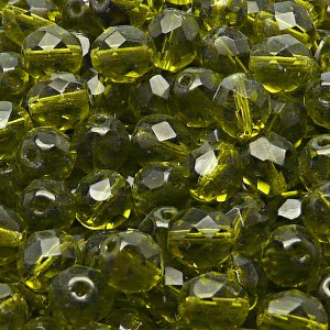 25pcs Czech Fire Polished Faceted Glass Beads Round 8mm Olivine