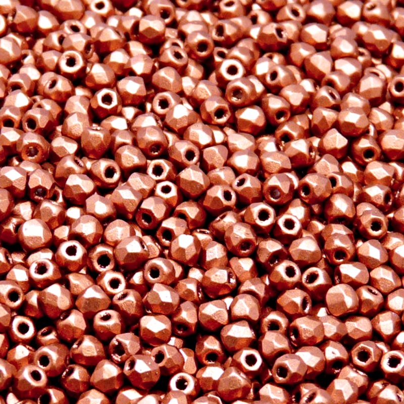 100pcs Czech Fire Polished Faceted Glass Beads Round 3mm Crystal Bronze Fire Red Matte