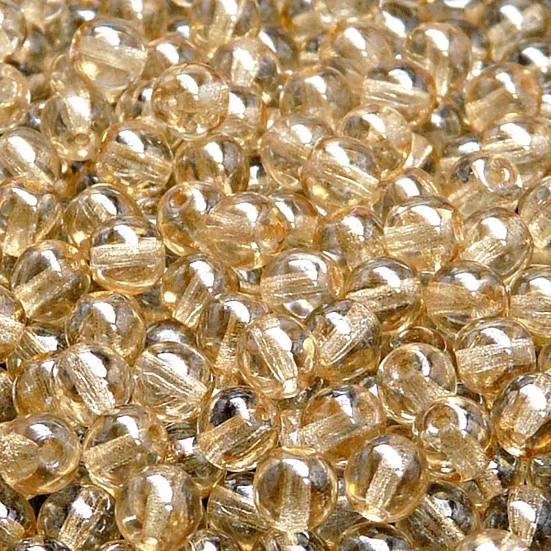 50pcs Czech Pressed Glass Round Beads 6mm Crystal Orange Luster