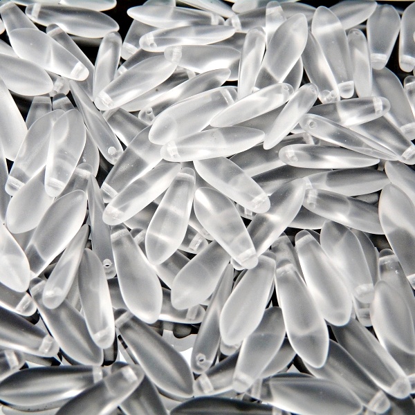 30pcs Czech Pressed Glass Dagger Beads 5x16mm Crystal Matte