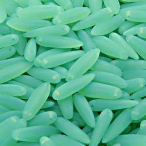 30pcs Czech Pressed Glass Dagger Beads 5x16mm Green Aqua Opal Matte