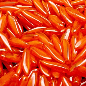 30pcs Czech Pressed Glass Dagger Beads 5x16mm Orange Opal
