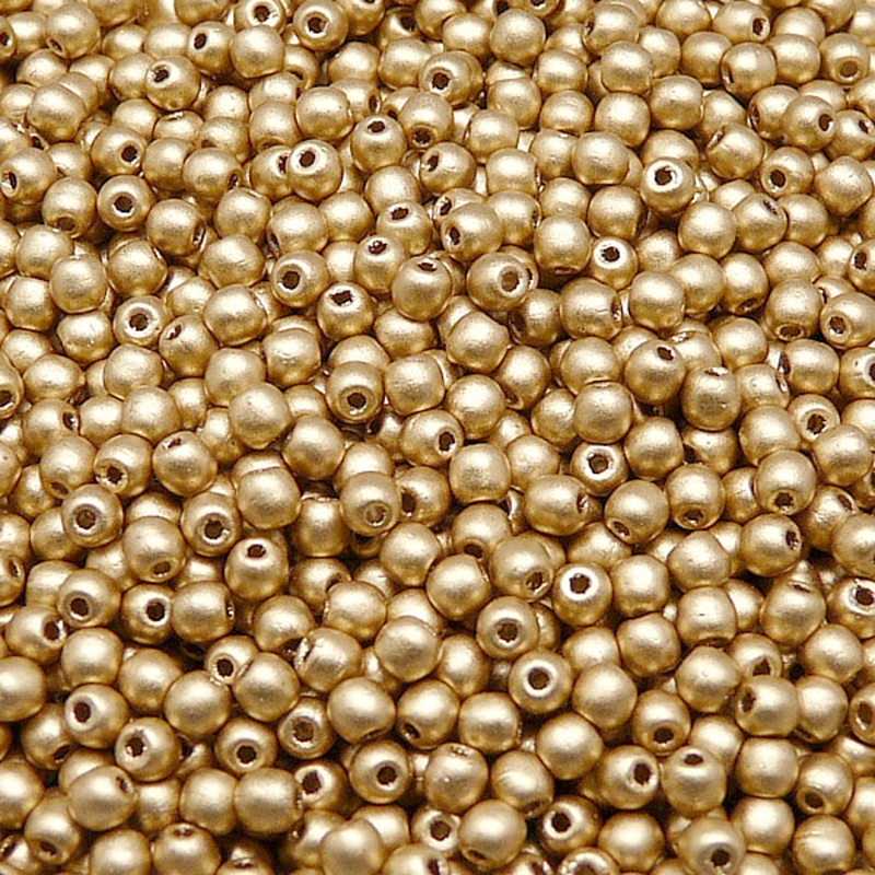200pcs Czech Pressed Glass Round Beads 3mm Crystal Bronze Pale Gold Matte
