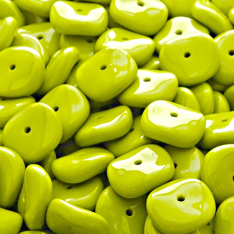 10pcs Czech Pressed Glass Flat Ripple Round Beads 12mm Opaque Olivine
