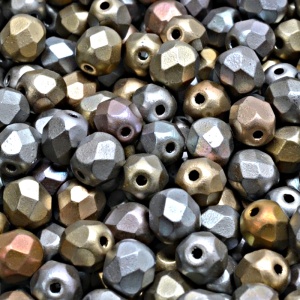 50pcs Czech Fire Polished Faceted Glass Beads Round 6mm Crystal Bronze Gray Rainbow Matte