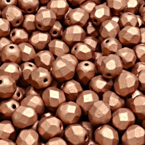 50pcs Czech Fire Polished Faceted Glass Beads Round 6mm Crystal Bronze Copper Matte