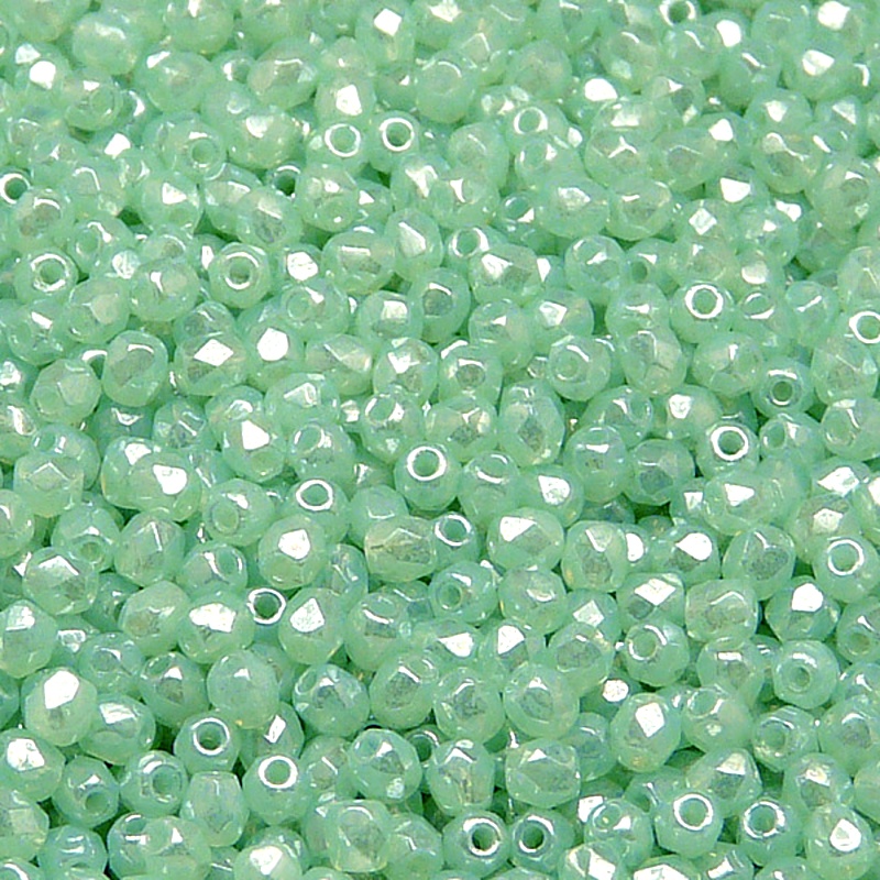 100pcs Czech Fire Polished Faceted Glass Beads Round 3mm Green Aqua Opal White Luster