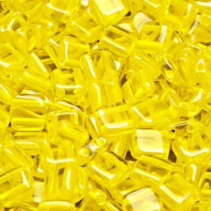 40pcs Czech Two Hole Pressed Glass Tile Beads 6mm Amber