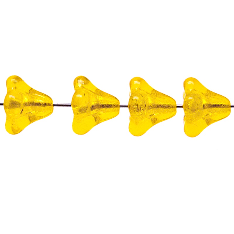 10pcs Czech Pressed Glass Bell Flowers Beads 11x13mm Amber