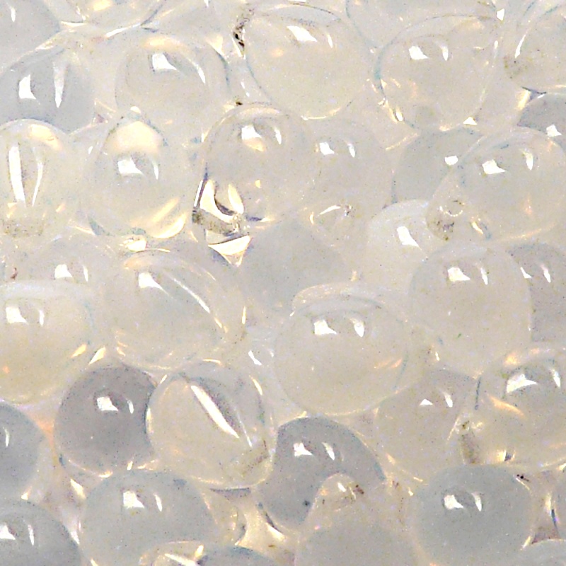 10pcs Czech Pressed Glass Teardrop Beads 10x14mm White Opal