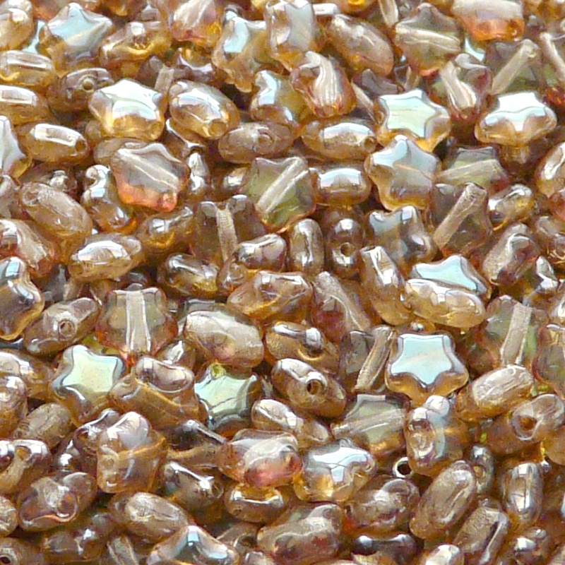40pcs Czech Pressed Glass Star Beads 6mm Rosaline Celsian