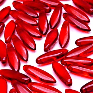 30pcs Czech Pressed Glass Dagger Beads 5x16mm Ruby