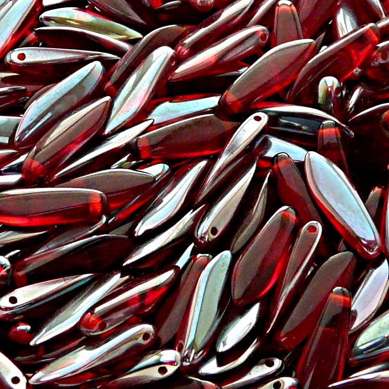 30pcs Czech Pressed Glass Dagger Beads 5x16mm Celsian AB