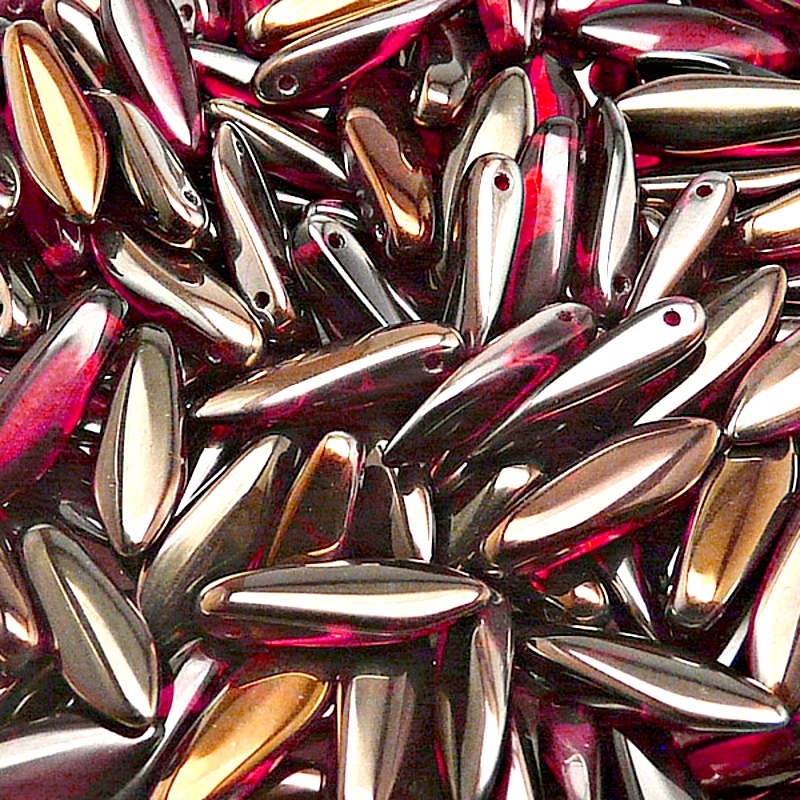 30pcs Czech Pressed Glass Dagger Beads 5x16mm Celsian Valentinit