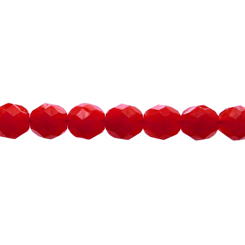 25pcs Czech Fire Polished Faceted Glass Beads Round 8mm Red Striped Moonlight (96026)