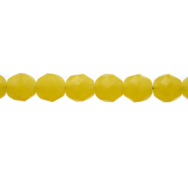 25pcs Czech Fire Polished Faceted Glass Beads Round 8mm Yellow Alebaster Matte